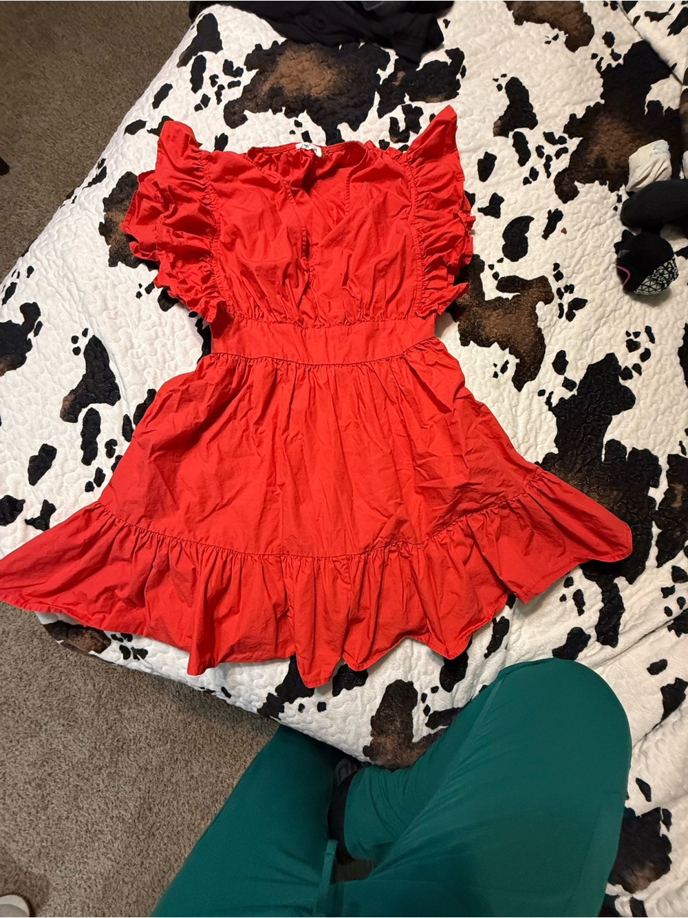 Others Follow Bright Red Ruffle Tiered Casual Dress